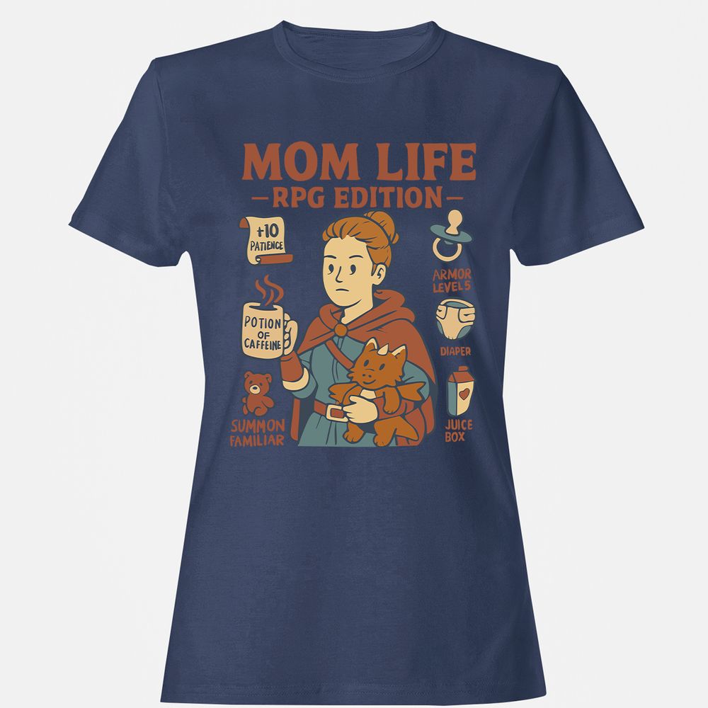 Mom Life RPG Edition Women's T-Shirt - Navy - 10