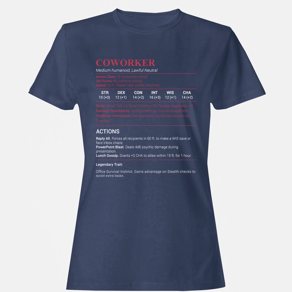 Coworker Stats Women's T-Shirt - Navy - 10