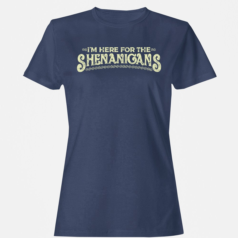 Here For The Shenanigans Women's T-Shirt - Navy - 10