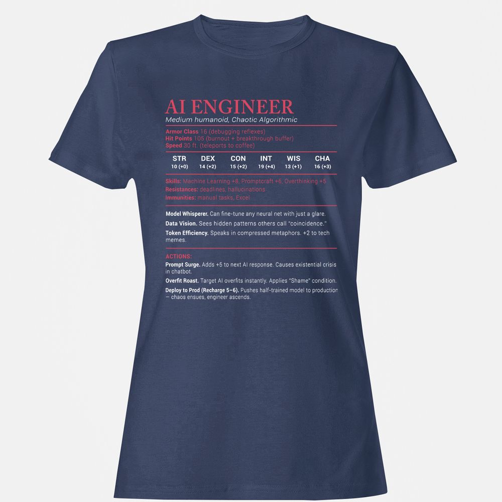 AI Engineer Stats Women's T-Shirt - Navy - 10