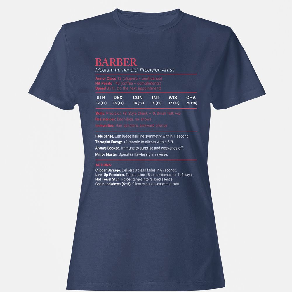 Barber Stats Women's T-Shirt - Navy - 10