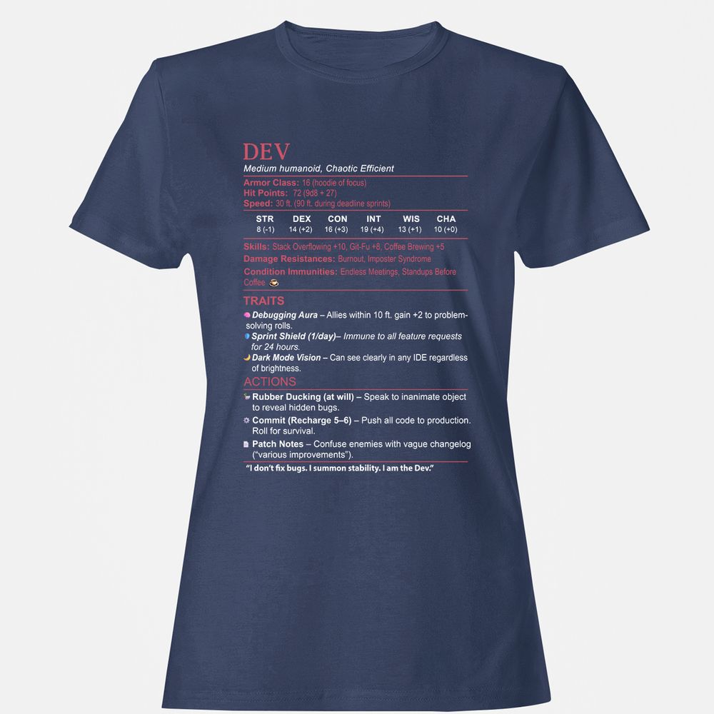 DEV Stats Women's T-Shirt - Navy - 10