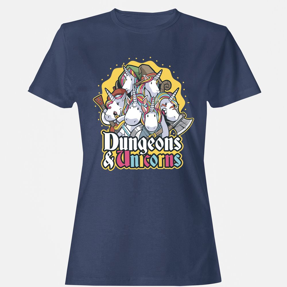 Dungeons And Unicorns Women's T-Shirt - Navy - 10