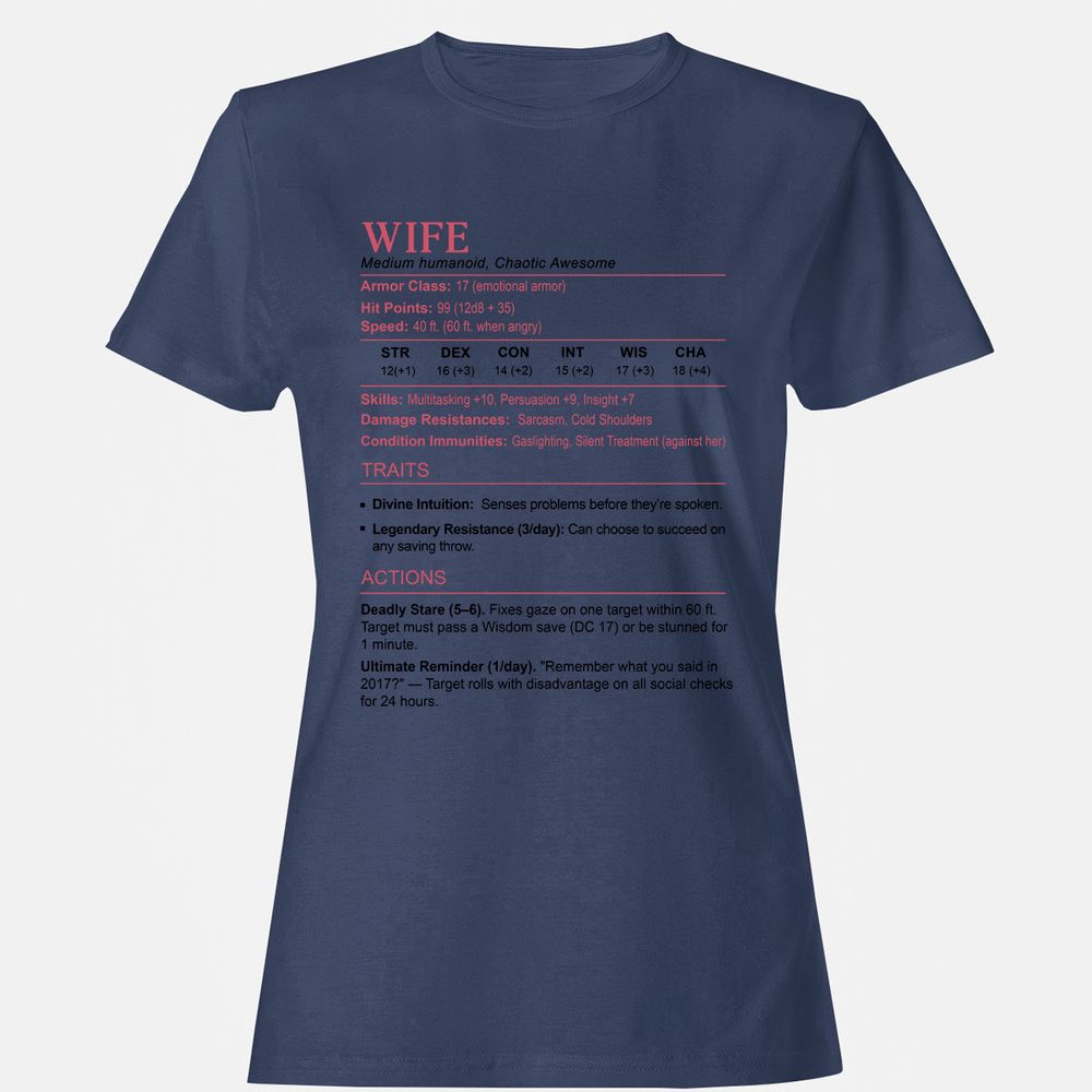 Wife Stats 2 Women's T-Shirt - Navy - 10