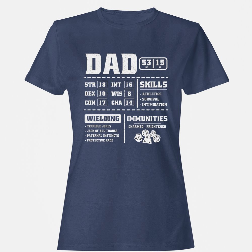 Dad Stat Block 2 Women's T-Shirt - Navy - 10