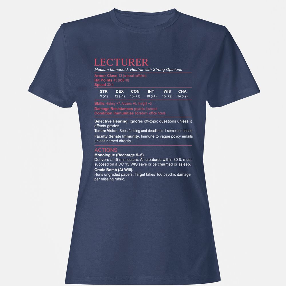 Lecturer Stats Women's T-Shirt - Navy - 10