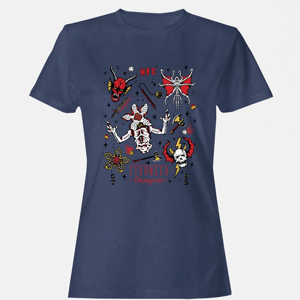 STRANGER DUNGEON Women's T-Shirt - Navy - 10
