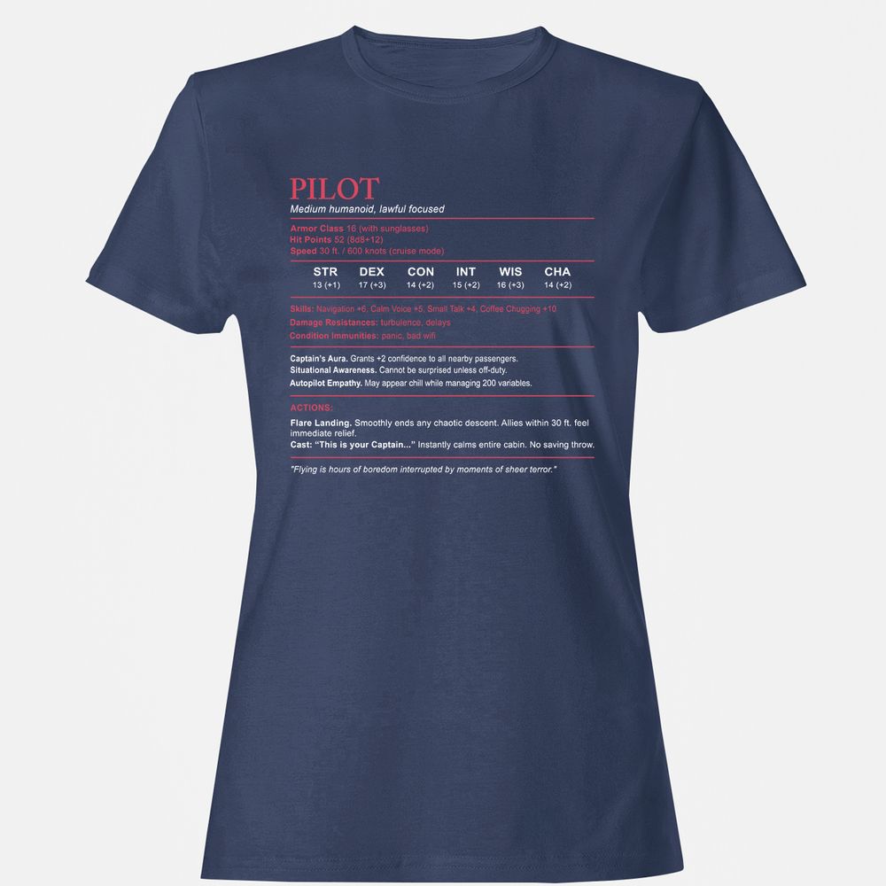 Pilot Stats Women's T-Shirt - Navy - 10