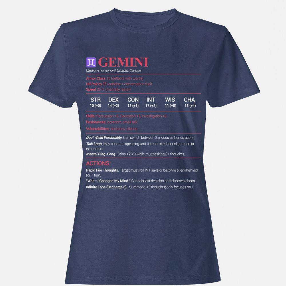 Gemini Stats Women's T-Shirt - Navy - 10