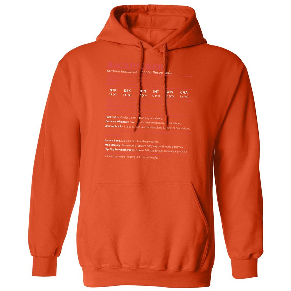 Backpacker Stats Classic Unisex Hoodie - Orange - 10