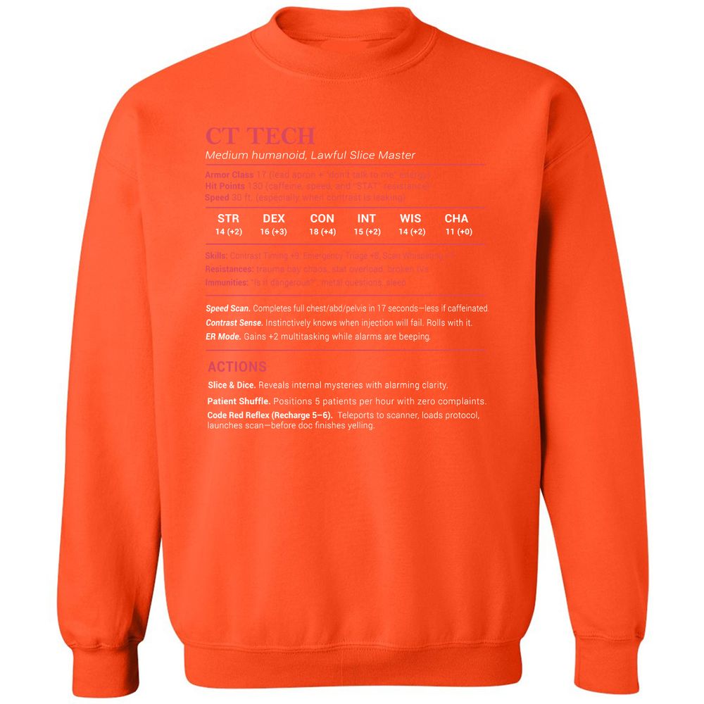 CT Tech Stats Classic Unisex Sweatshirt - Orange - 10