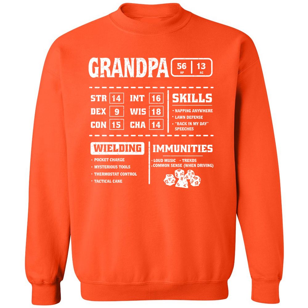 Grandpa Stats 2 Classic Unisex Sweatshirt - Orange - 10