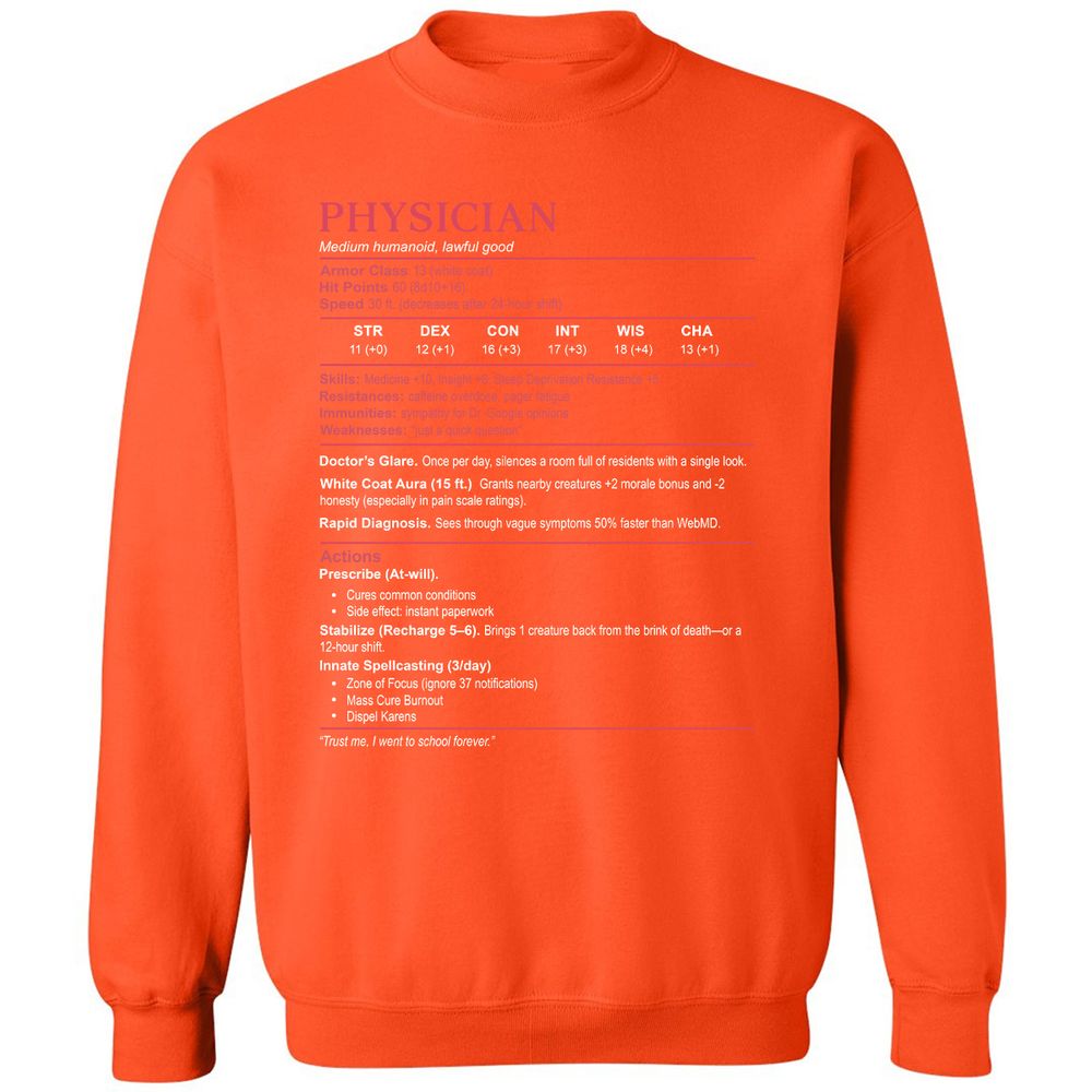 Physician Stats Classic Unisex Sweatshirt - Orange - 10