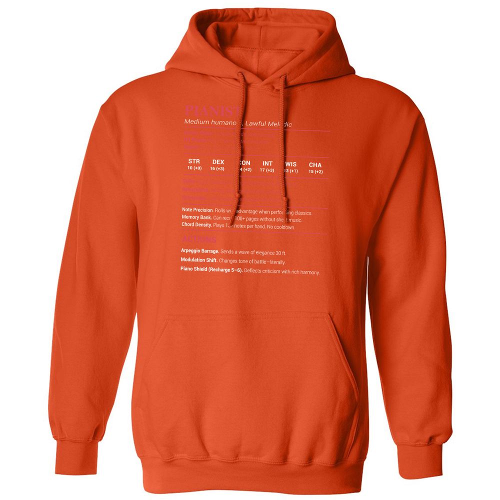 Pianist Stats Classic Unisex Hoodie - Orange - 10
