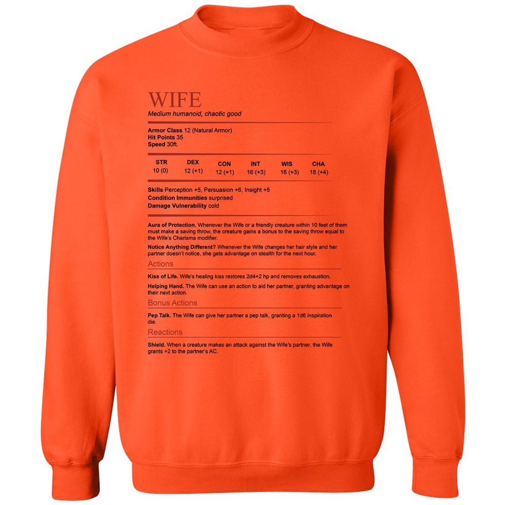 Wife White Classic Unisex Sweatshirt - Orange - 10