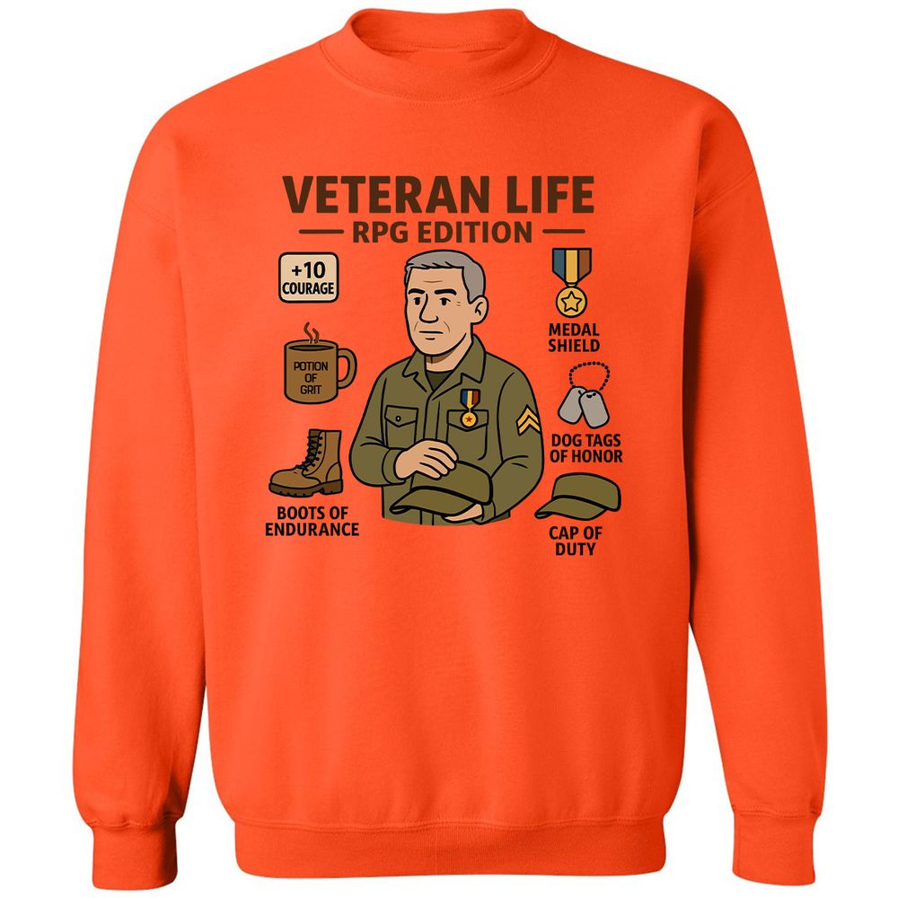 Veteran Life RPG Edition Classic Unisex Sweatshirt - Orange - 10
