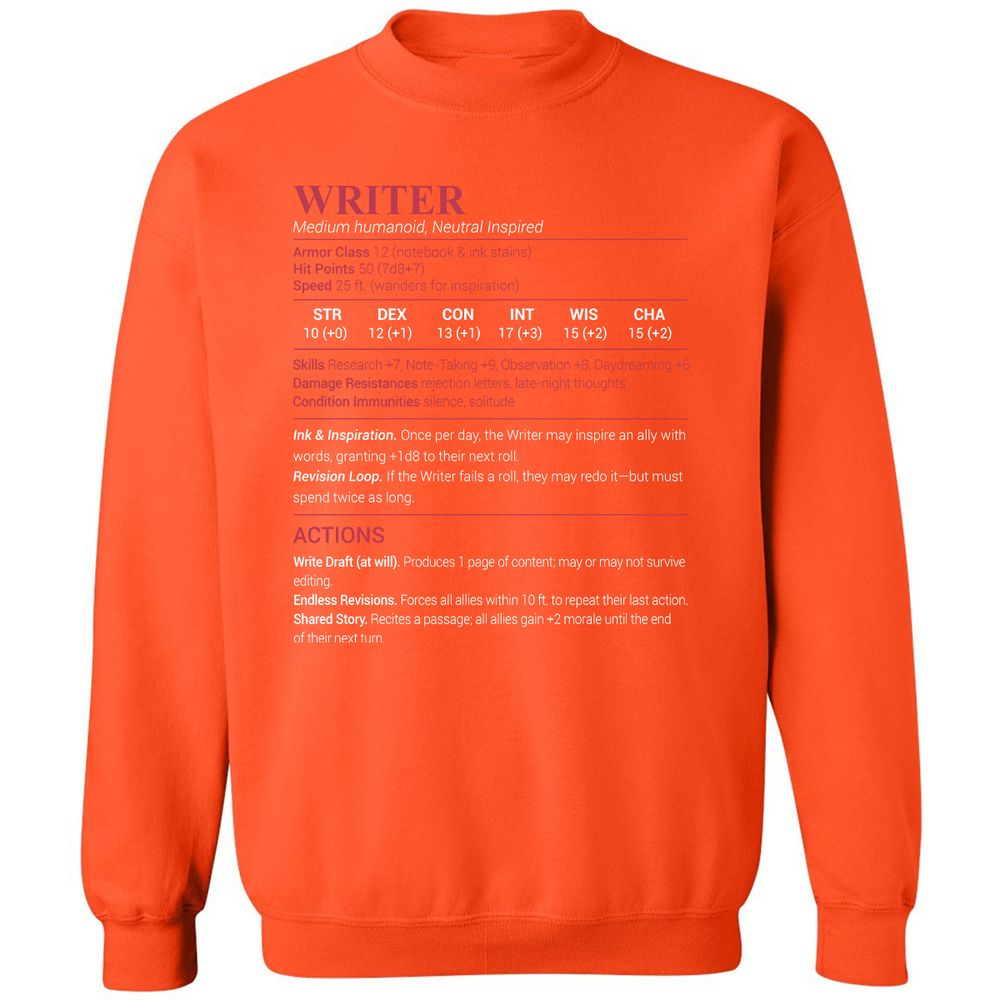 Writer Classic Unisex Sweatshirt - Orange - 10