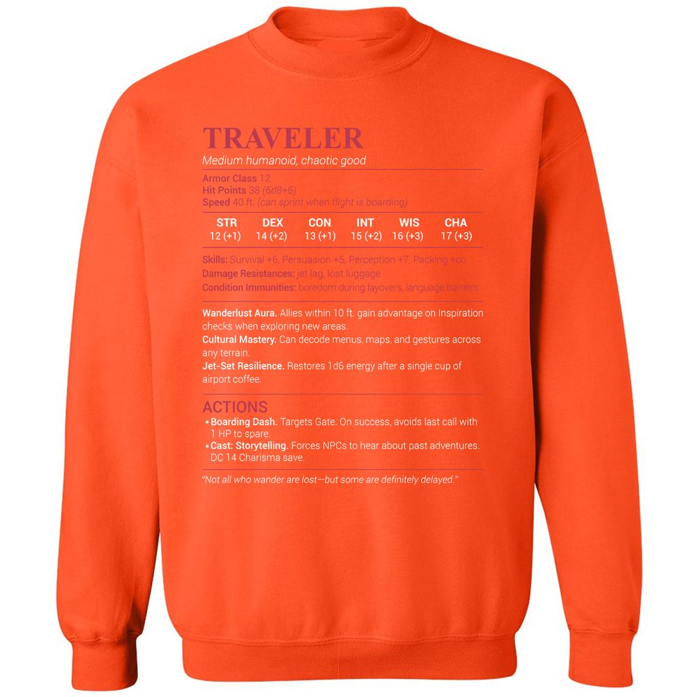 Traveler Classic Unisex Sweatshirt - Orange - 10