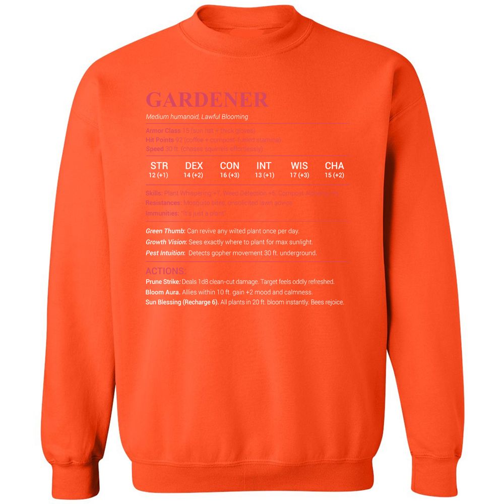 Gardener Stats Classic Unisex Sweatshirt - Orange - 10