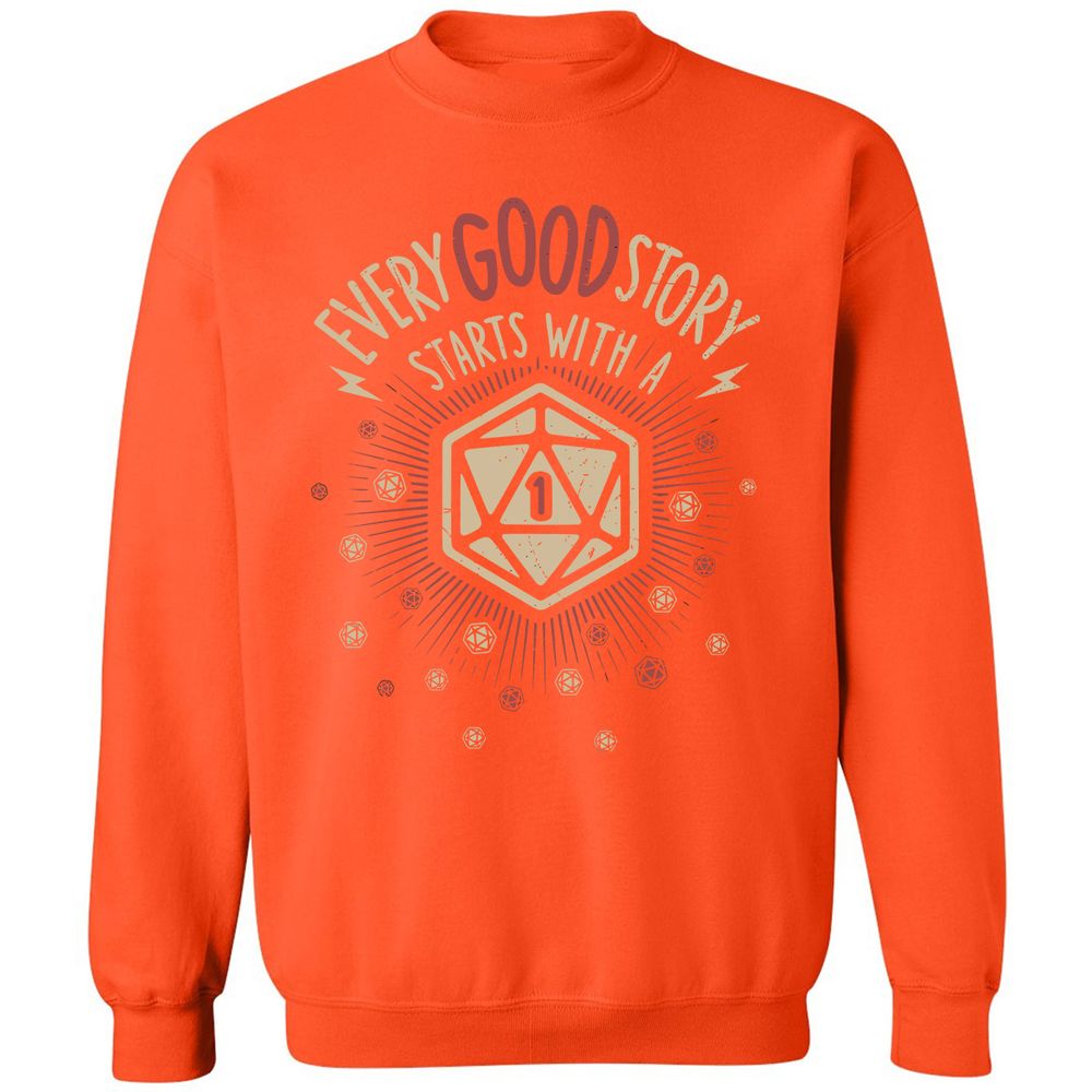 Good Story Starts With A 1 Classic Unisex Sweatshirt - Orange - 10