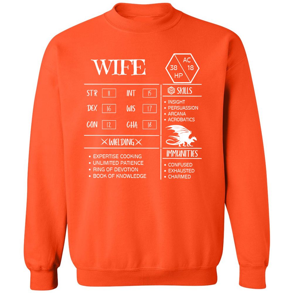 Wife Stats 2 Classic Unisex Sweatshirt - Orange - 10
