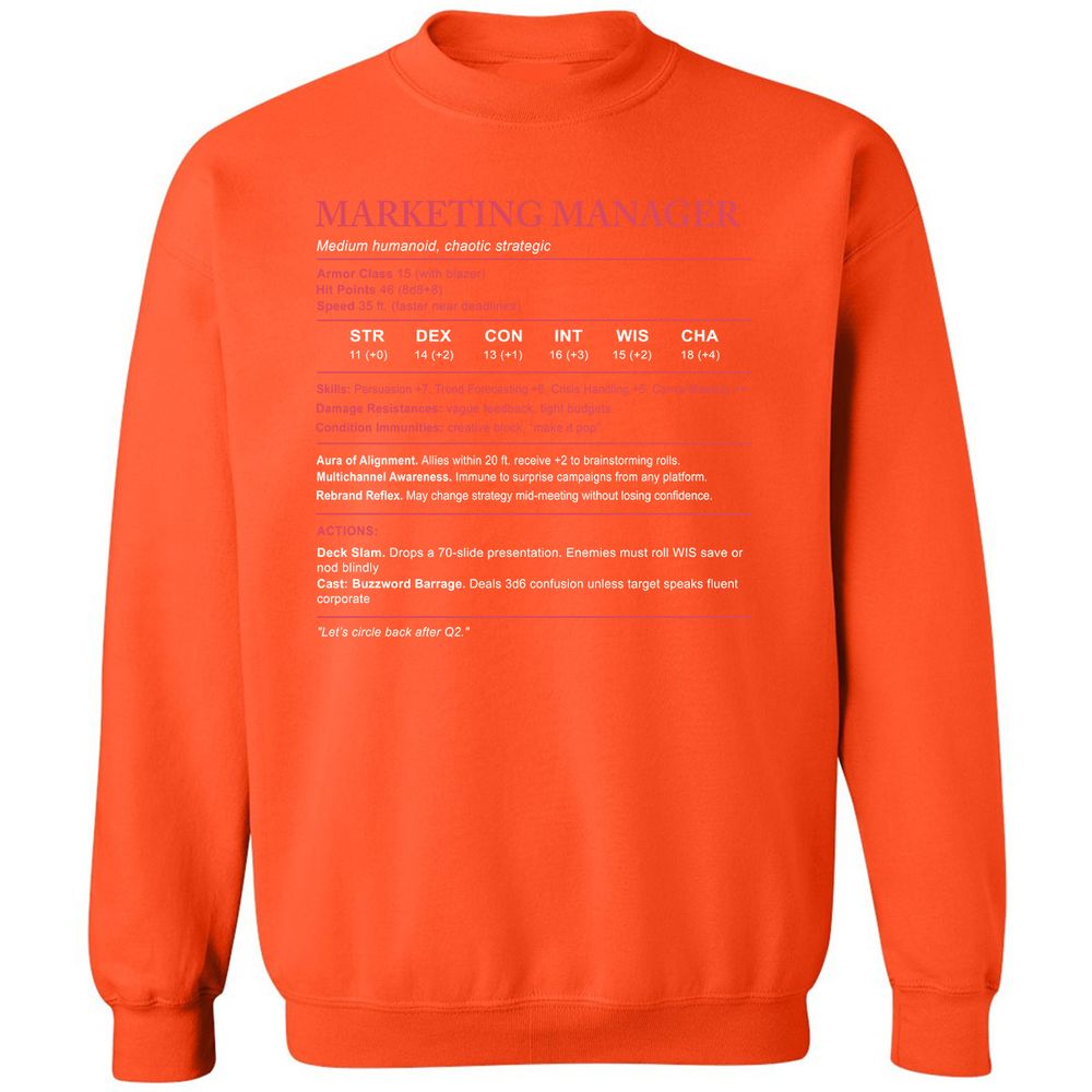 Marketing Manager Stats Classic Unisex Sweatshirt - Orange - 10