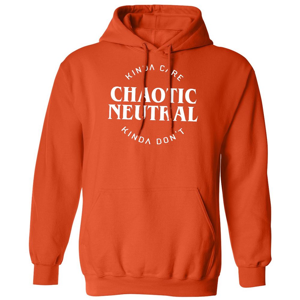 Chaotic Neutral Alignment Kinda Care Kinda Don't Classic Unisex Hoodie - Orange - 10