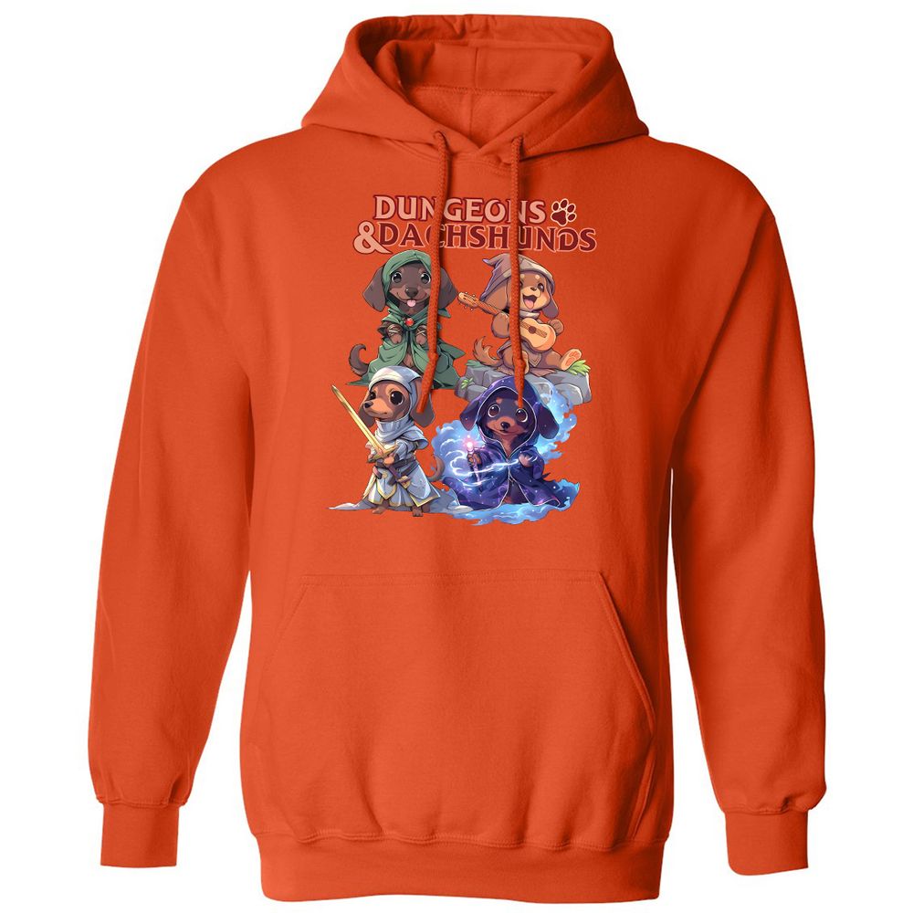 Dungeons & Dachshunds Classic Unisex Hoodie - Orange - 10
