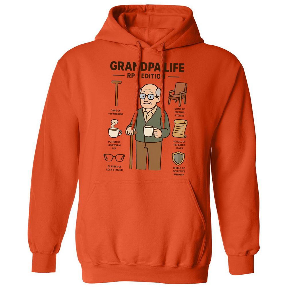 Grandpa Life RPG Edition Classic Unisex Hoodie - Orange - 10