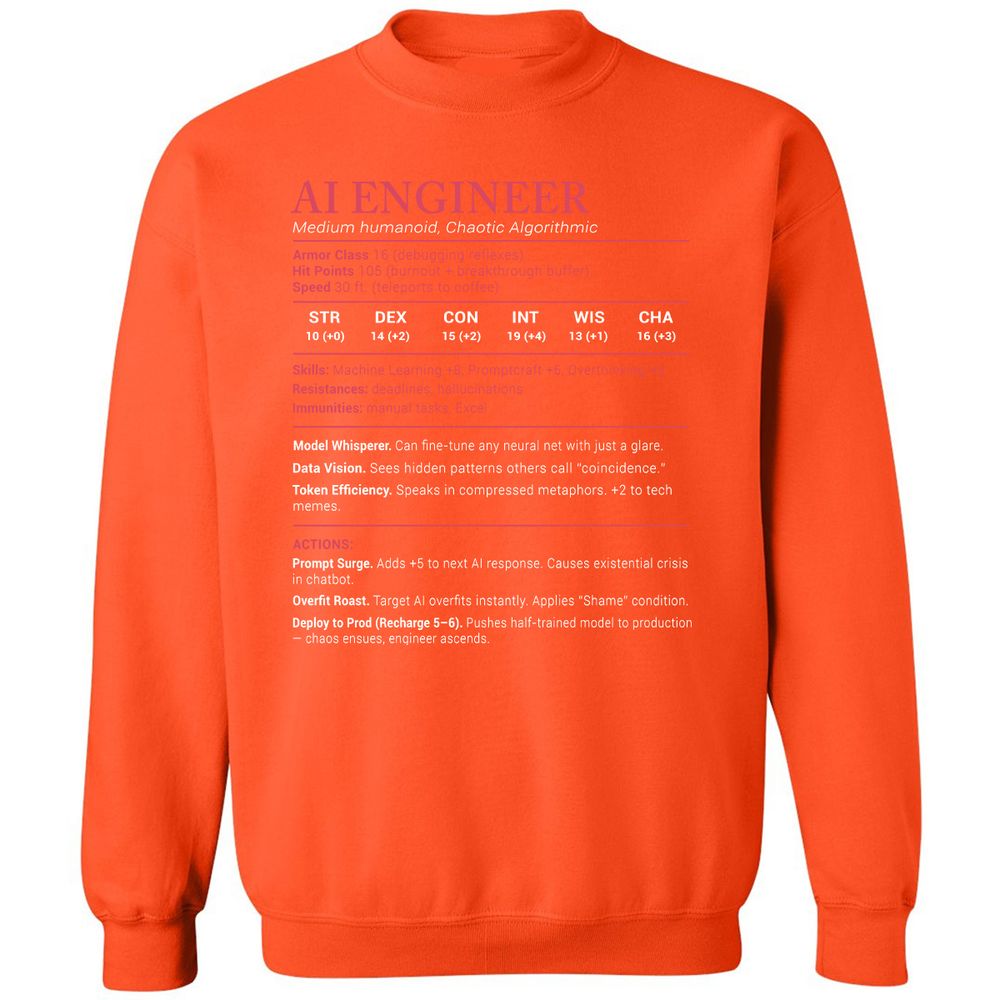 AI Engineer Stats Classic Unisex Sweatshirt - Orange - 10