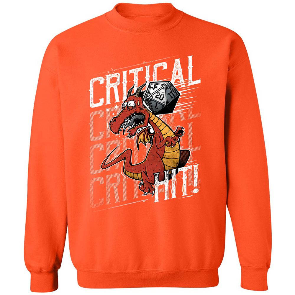 Funny Dragon Critical Hit Classic Unisex Sweatshirt - Orange - 10