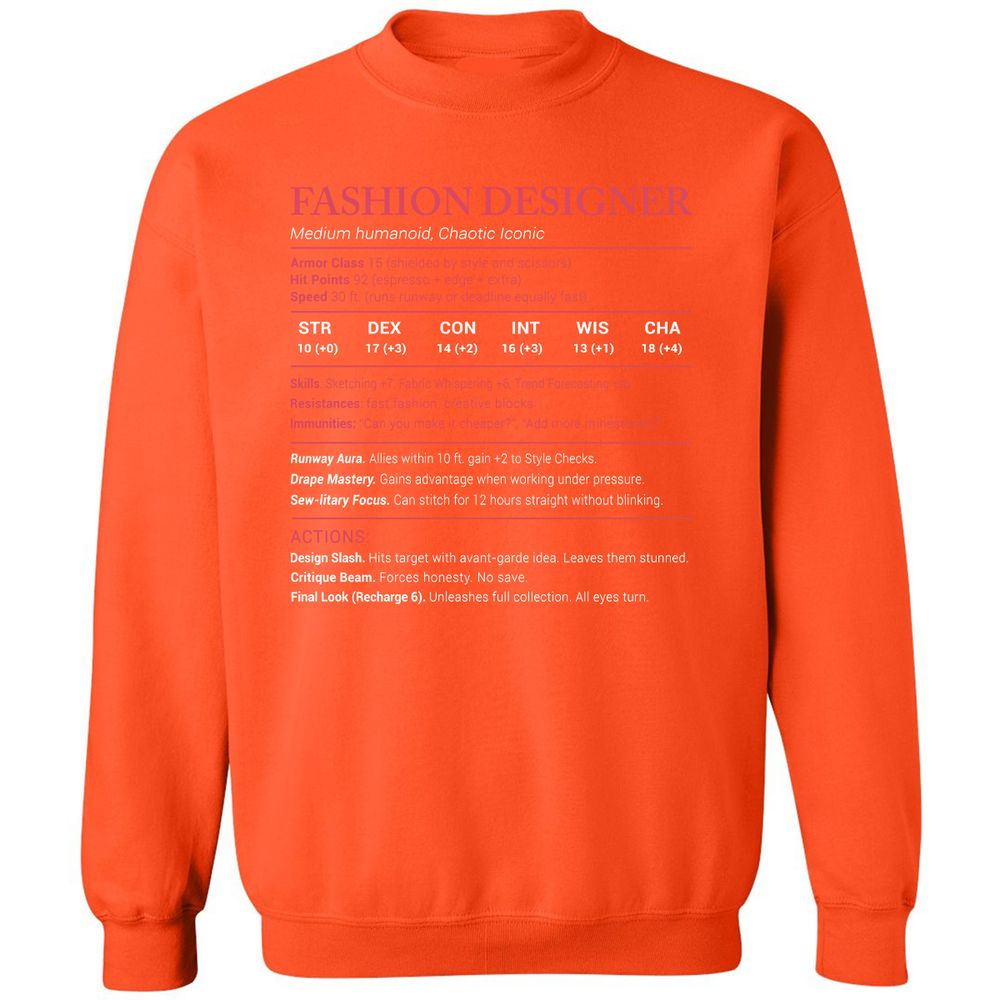 Fashion Designer Stats Classic Unisex Sweatshirt - Orange - 10