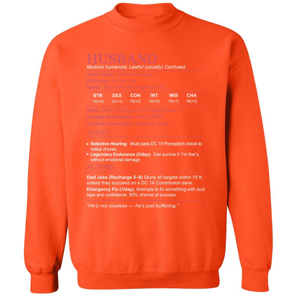 Husband Stats Classic Unisex Sweatshirt - Orange - 10