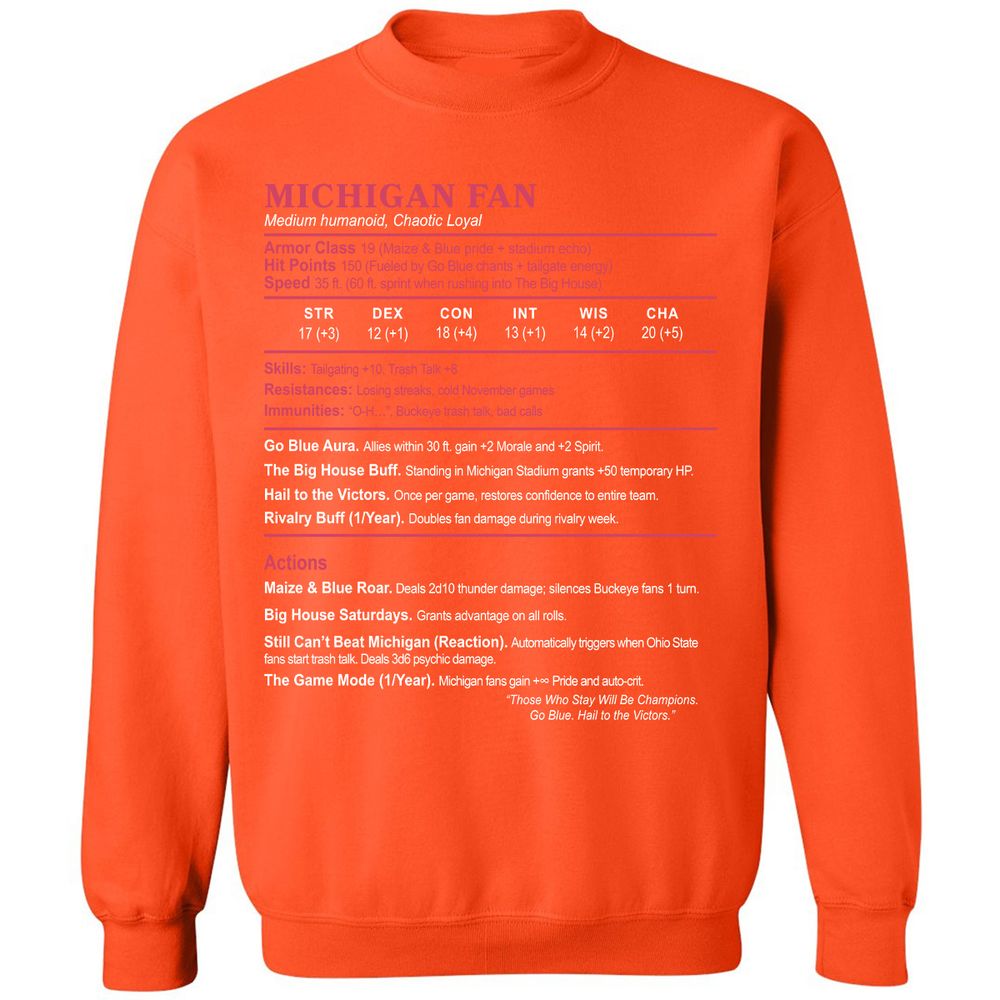 MICHIGAN FAN Classic Unisex Sweatshirt - Orange - 10