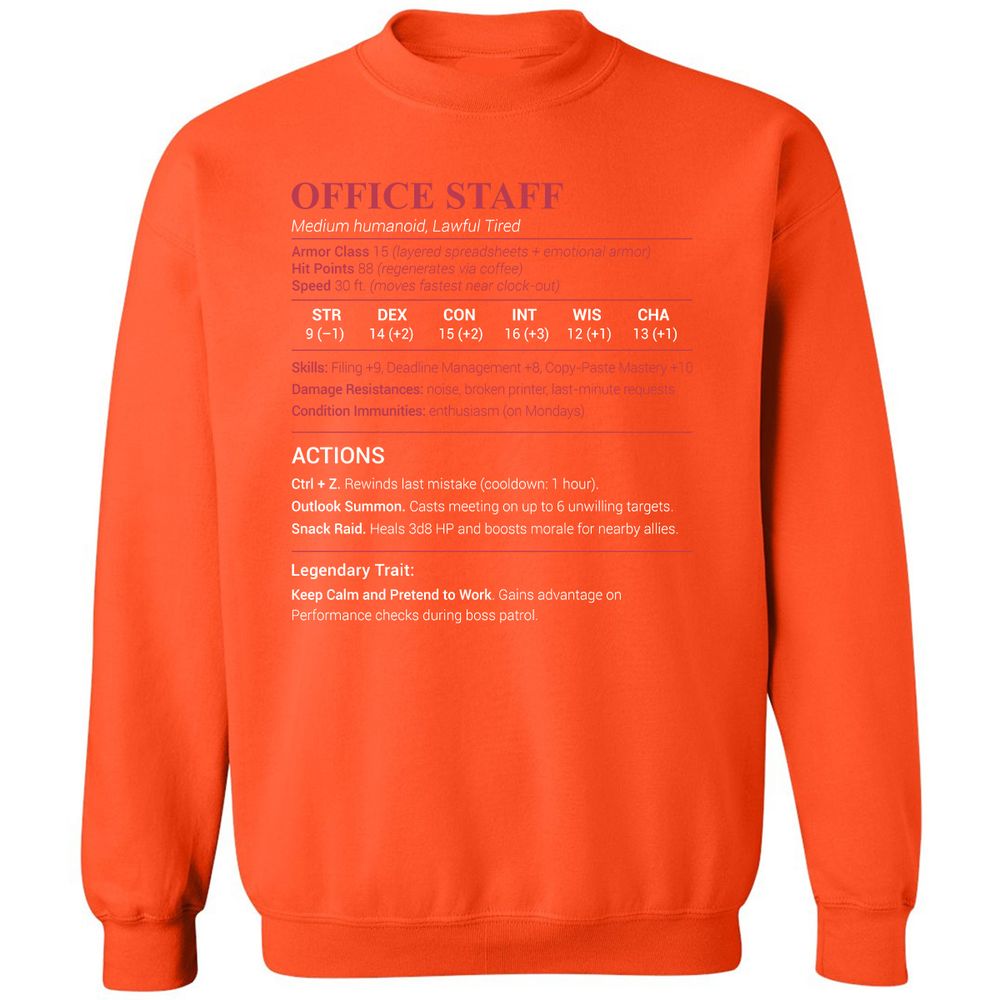 Office Staff Classic Unisex Sweatshirt - Orange - 10