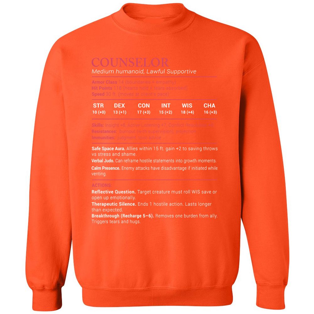 Counselor Stats Classic Unisex Sweatshirt - Orange - 10