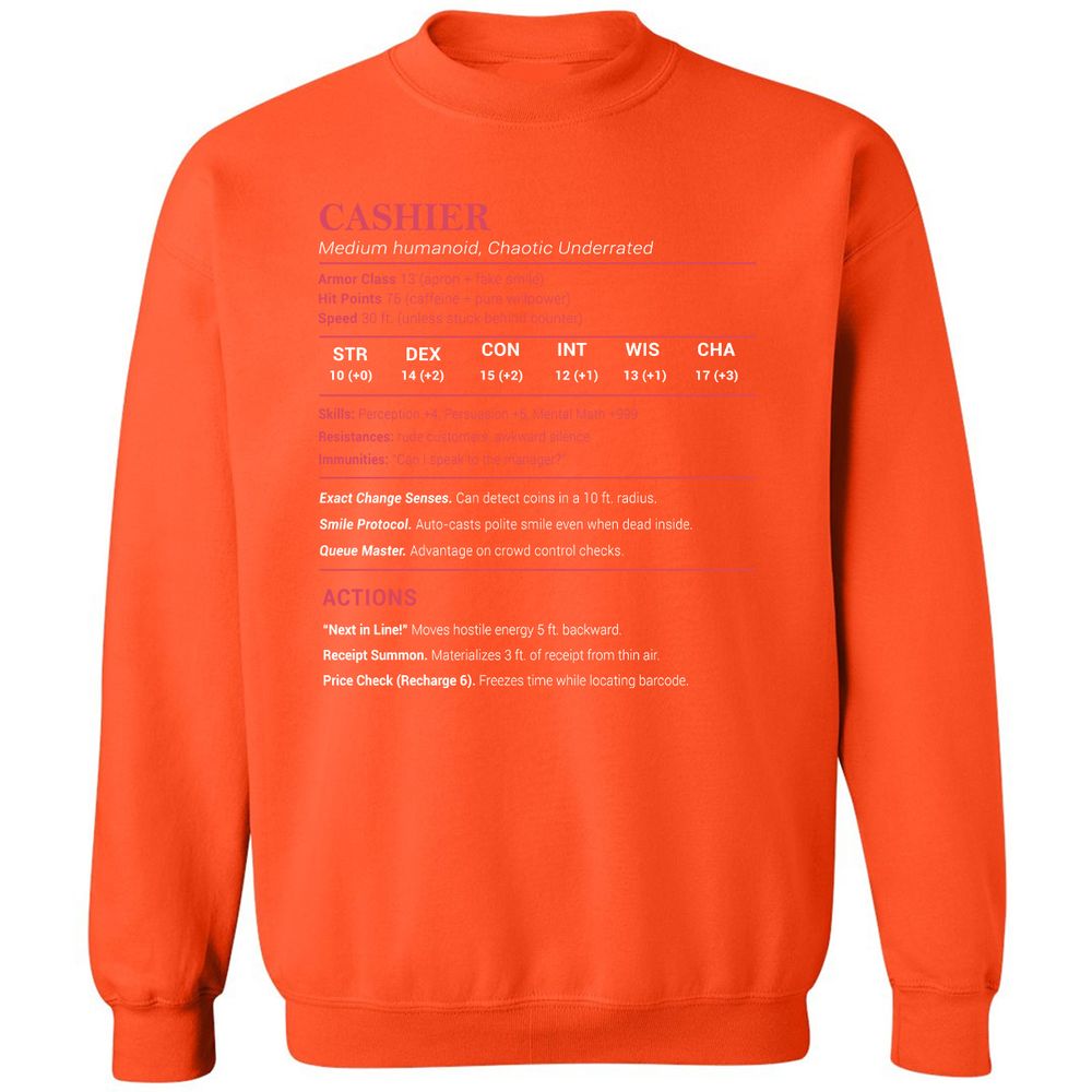 Cashier Stats Classic Unisex Sweatshirt - Orange - 10