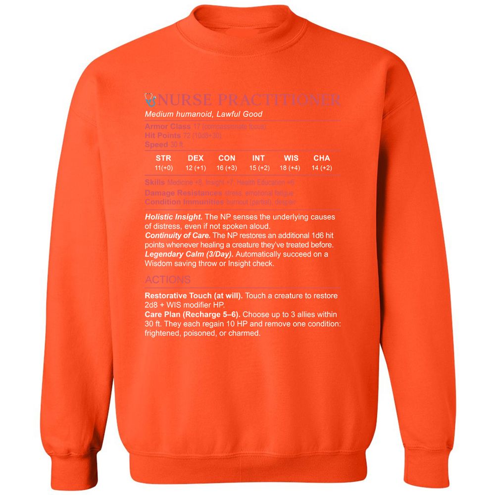 Nurse Practitioner Stats Classic Unisex Sweatshirt - Orange - 10