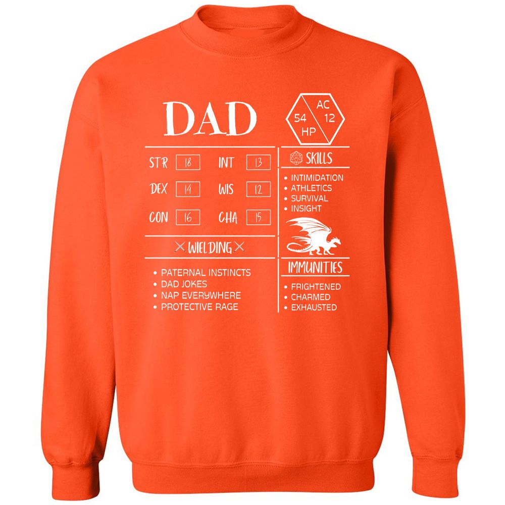 Dad Stats 2 Classic Unisex Sweatshirt - Orange - 10