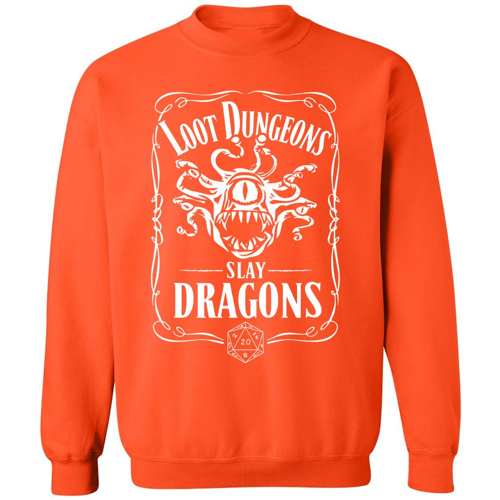 Loot Dungeon Slay Dragons Classic Unisex Sweatshirt - Orange - 10