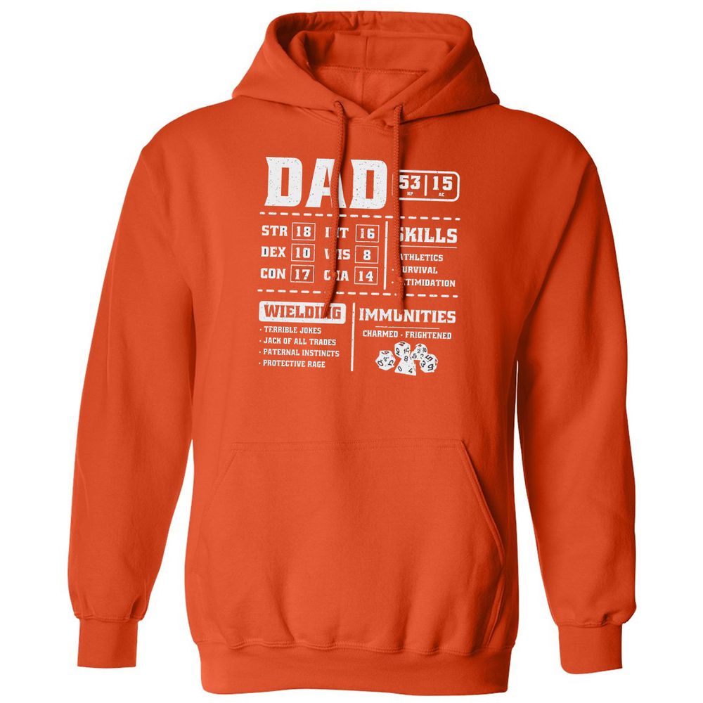 Dad Stat Block 2 Classic Unisex Hoodie - Orange - 10