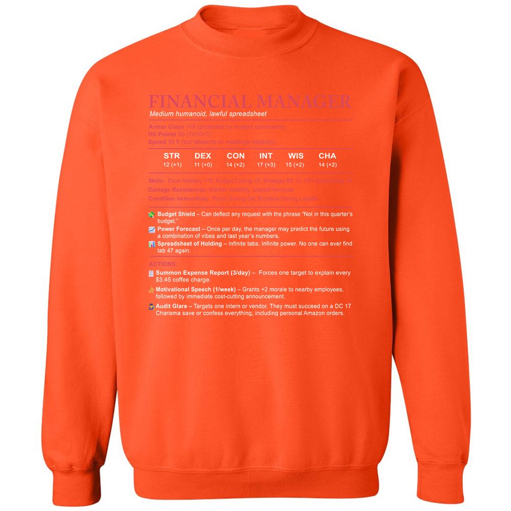 Financial Manager Stats Classic Unisex Sweatshirt - Orange - 10