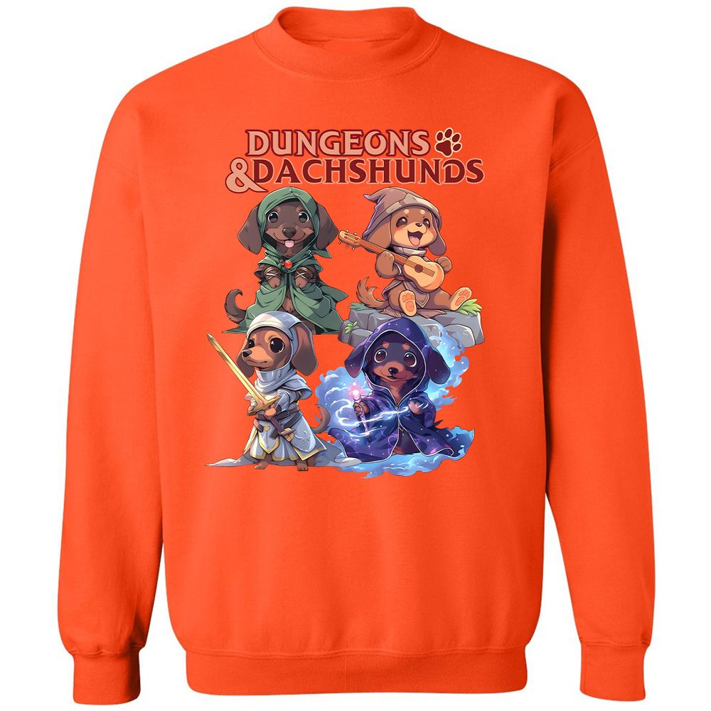 Dungeons & Dachshunds Classic Unisex Sweatshirt - Orange - 10