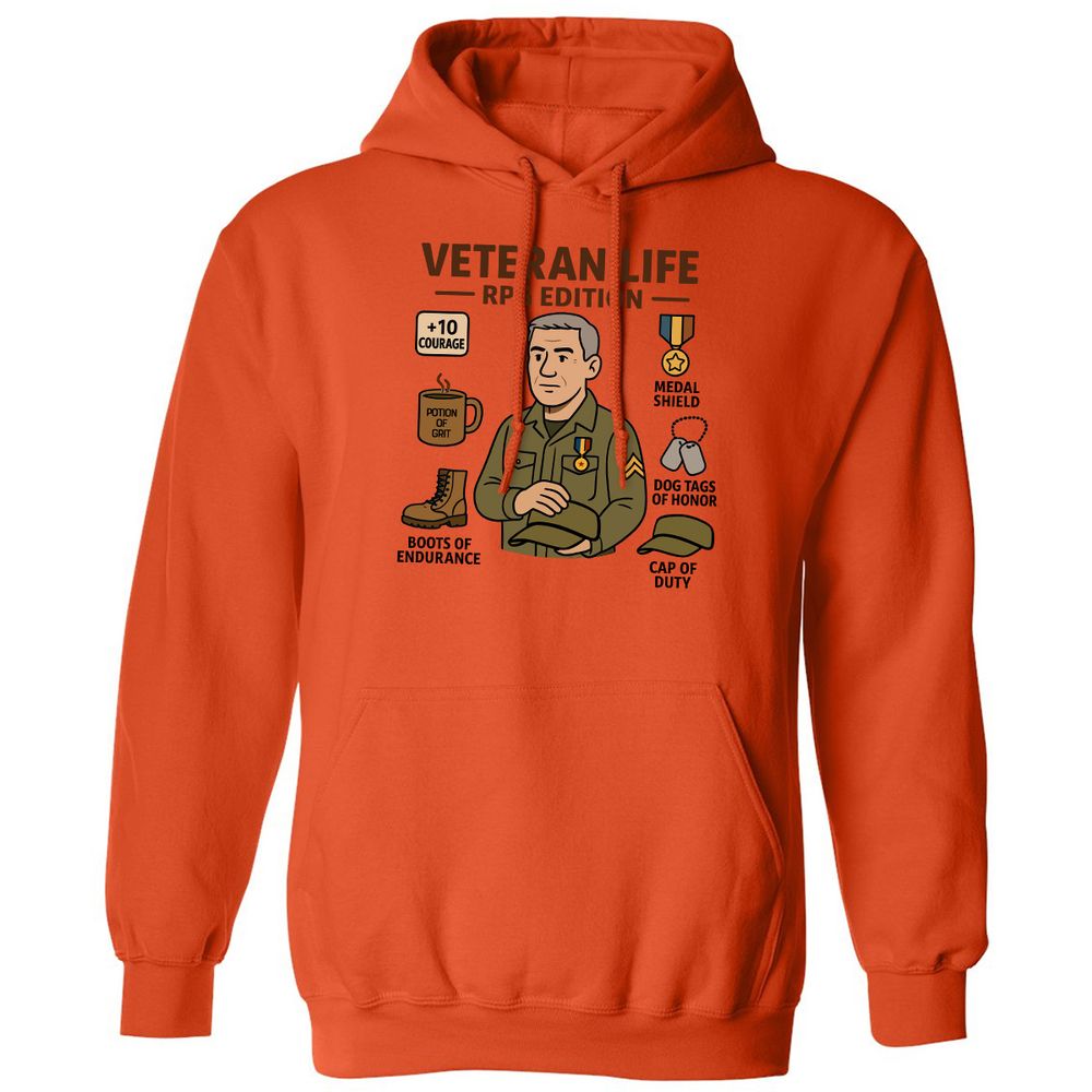 Veteran Life RPG Edition Classic Unisex Hoodie - Orange - 10