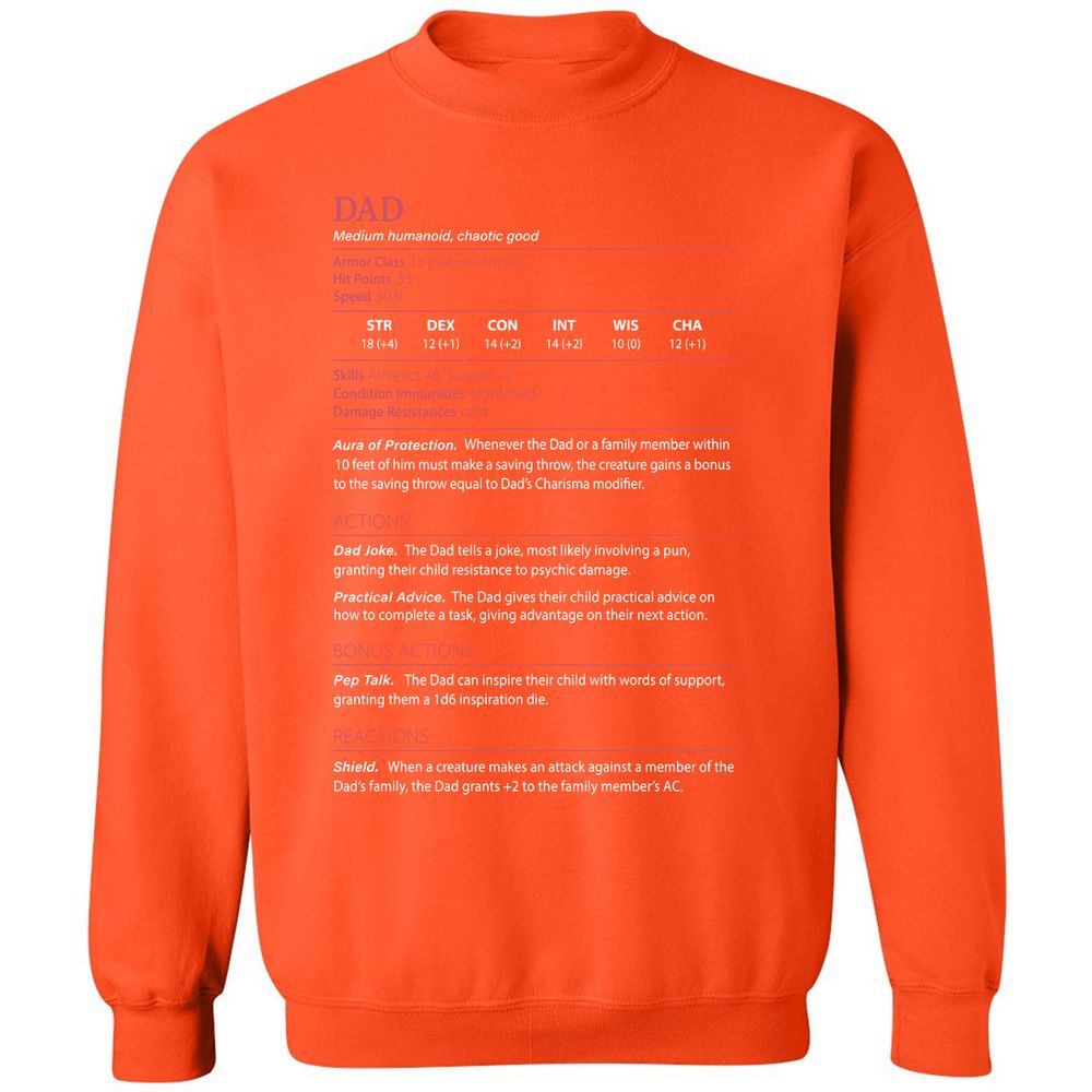 Dad Stats Classic Unisex Sweatshirt - Orange - 10