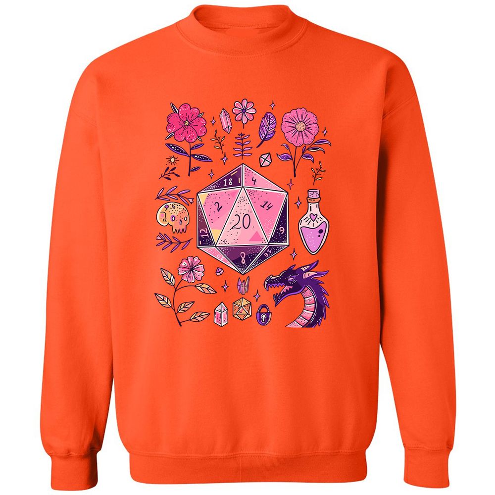 Mystic D20 Floral Dice Art - Orange - 10