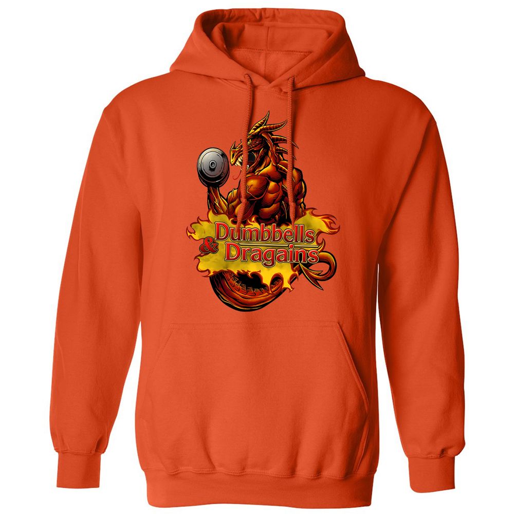 Dumbbells & Dragains Classic Unisex Hoodie - Orange - 10