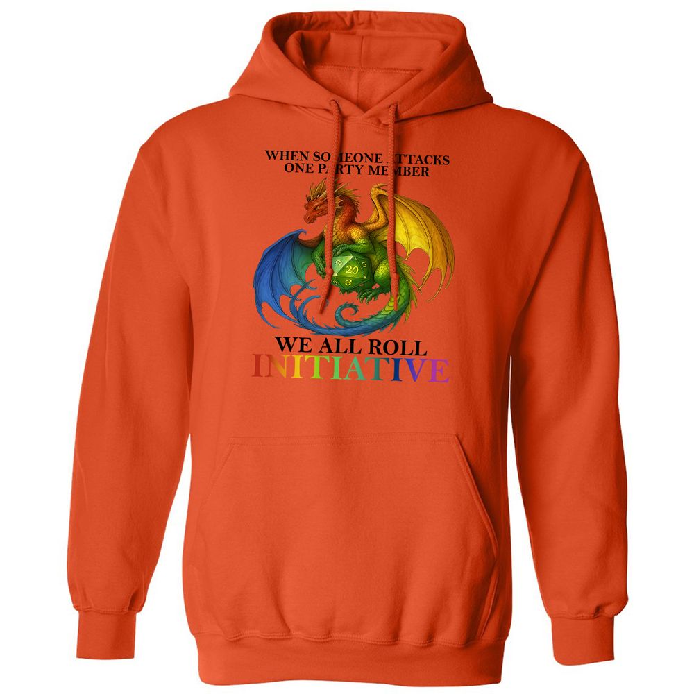 Dragon We All Roll For Initiative Classic Unisex Hoodie - Orange - 10
