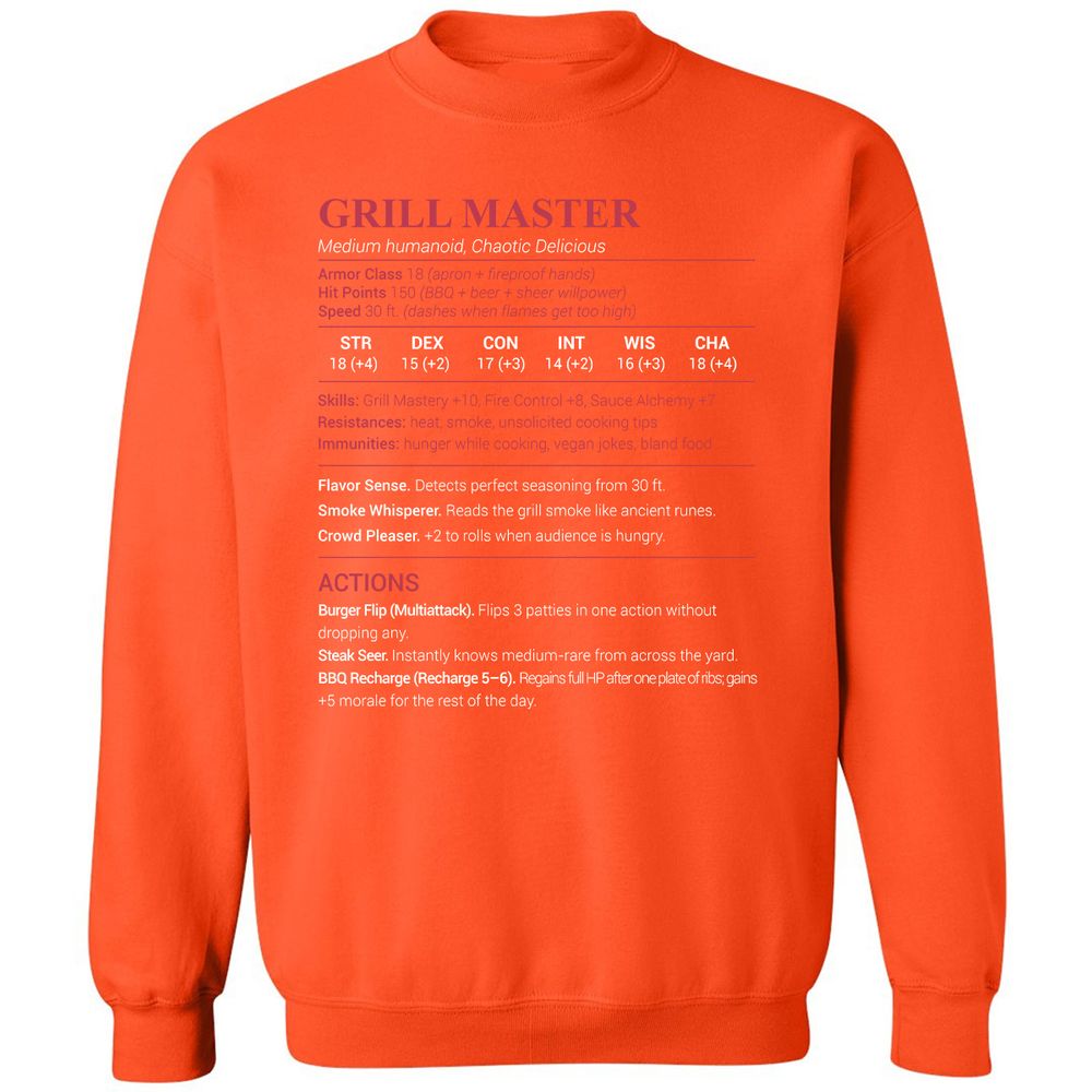Grill Master Classic Unisex Sweatshirt - Orange - 10