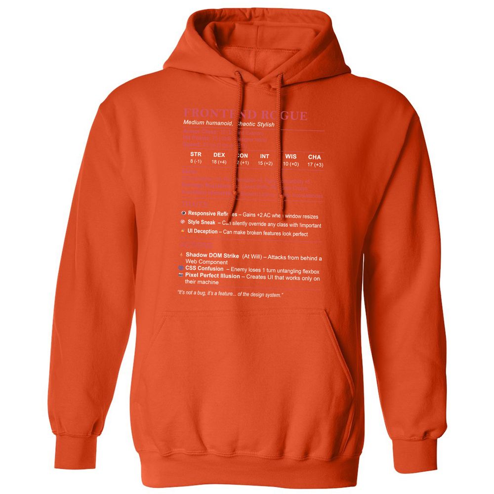 Frontend Rogue Classic Unisex Hoodie - Orange - 10
